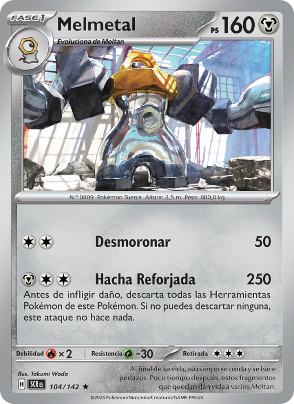Melmetal 104 — Stellar Crown (Spanish Pokémon TCG card)