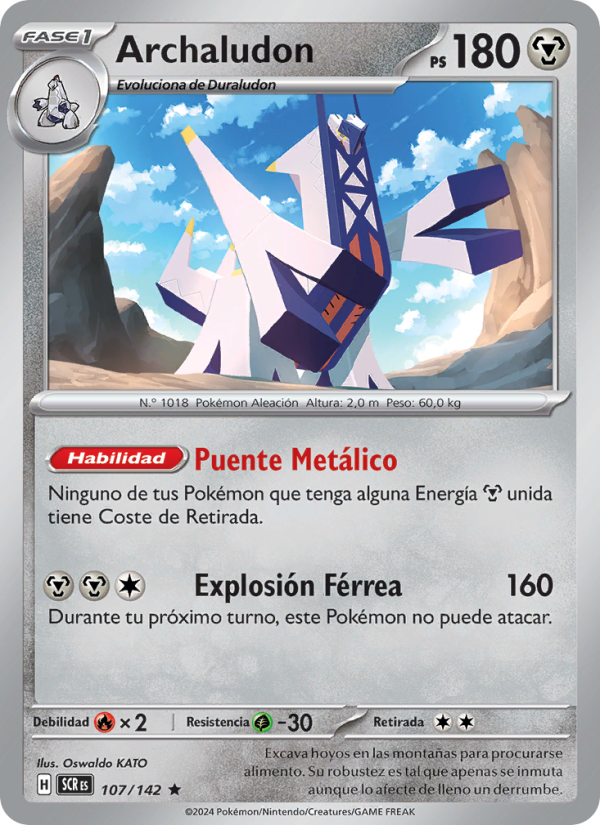 Archaludon 107 — Stellar Crown (Spanish Pokémon TCG card)