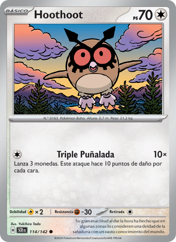 Hoothoot 114 — Stellar Crown (Spanish Pokémon TCG card)