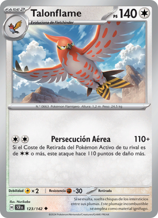 Talonflame 123 — Stellar Crown (Spanish Pokémon TCG card)
