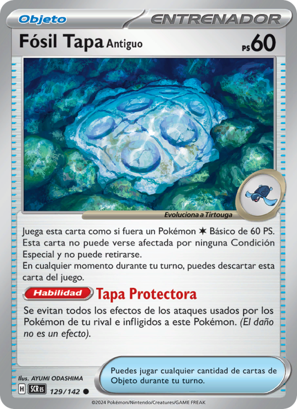 Fósil Tapa Antiguo 129 — Stellar Crown (Spanish Pokémon TCG card)