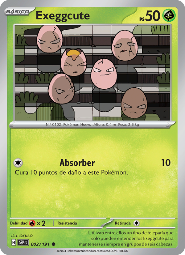 Exeggcute 002 — Surging Sparks (Spanish Pokémon TCG card)