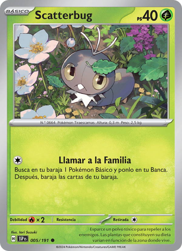 Scatterbug 005 — Surging Sparks (Spanish Pokémon TCG card)