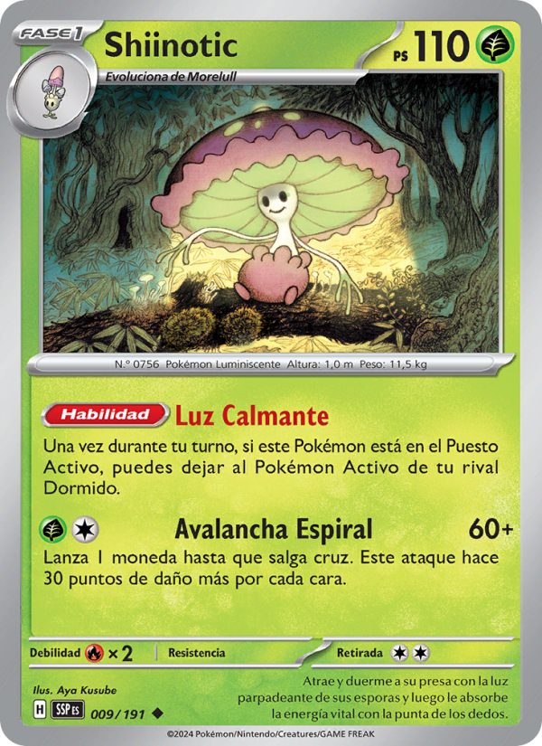Shiinotic 009 — Surging Sparks (Spanish Pokémon TCG card)