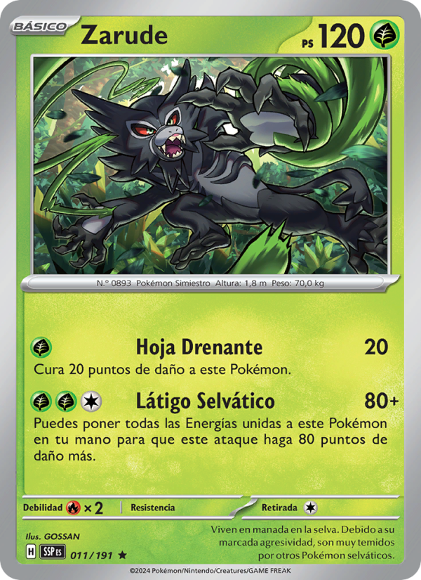Zarude 011 — Surging Sparks (Spanish Pokémon TCG card)