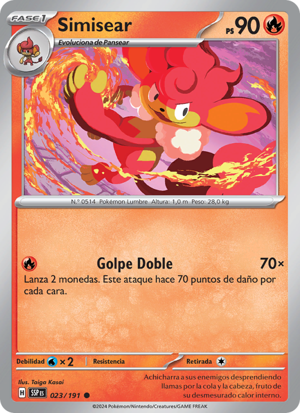 Simisear 023 — Surging Sparks (Spanish Pokémon TCG card)