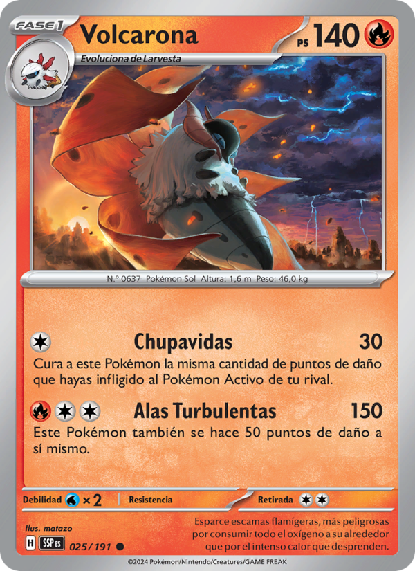 Volcarona 025 — Surging Sparks (Spanish Pokémon TCG card)