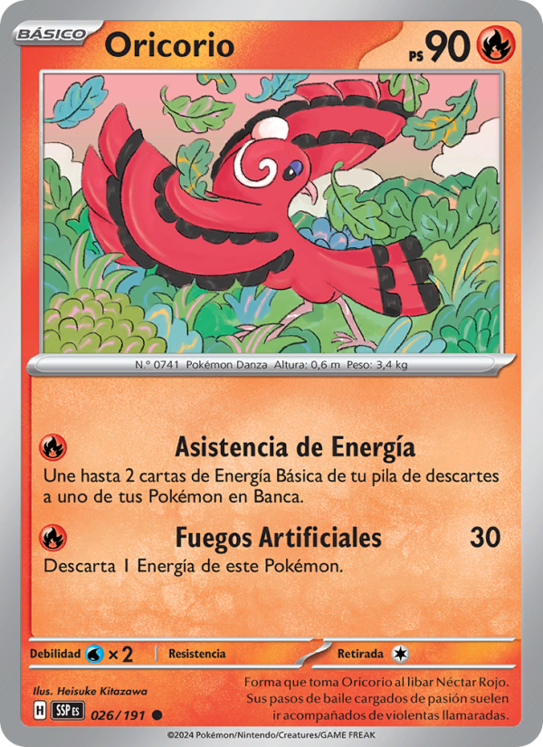Oricorio 026 — Surging Sparks (Spanish Pokémon TCG card)