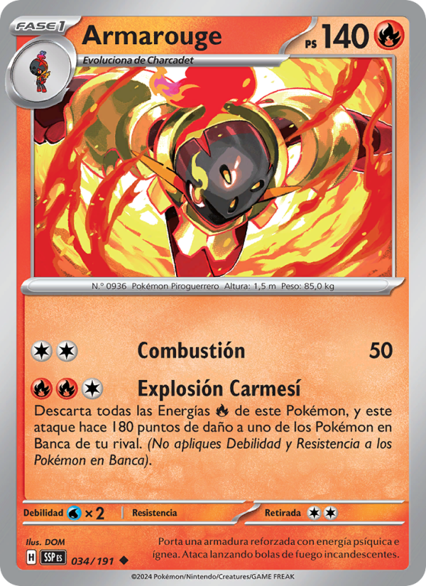 Armarouge 034 — Surging Sparks (Spanish Pokémon TCG card)