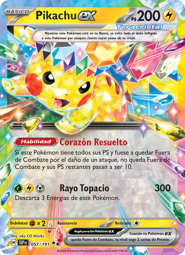 Pikachu ex 057 — Surging Sparks (Spanish Pokémon TCG card)