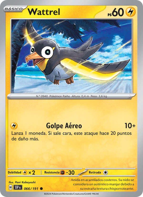 Wattrel 066 — Surging Sparks (Spanish Pokémon TCG card)