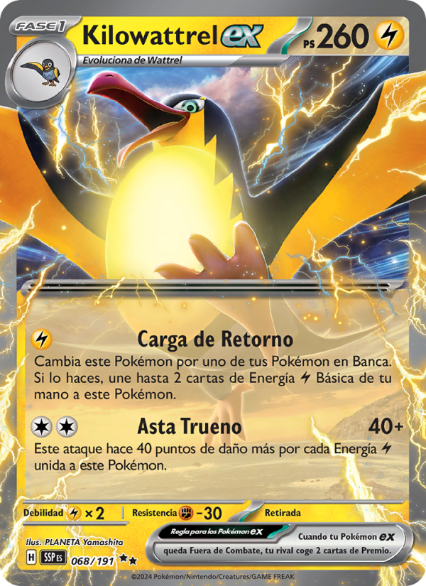 Kilowattrel ex 068 — Surging Sparks (Spanish Pokémon TCG card)
