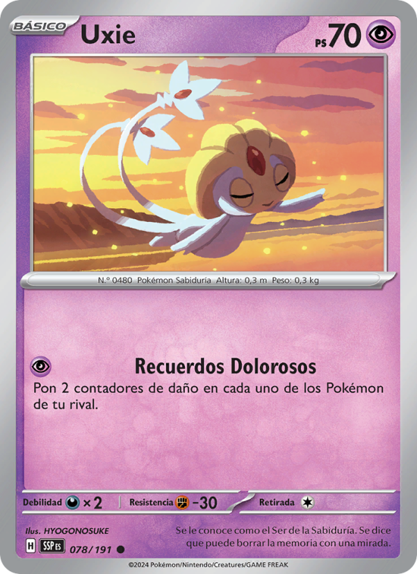 Uxie 078 — Surging Sparks (Spanish Pokémon TCG card)