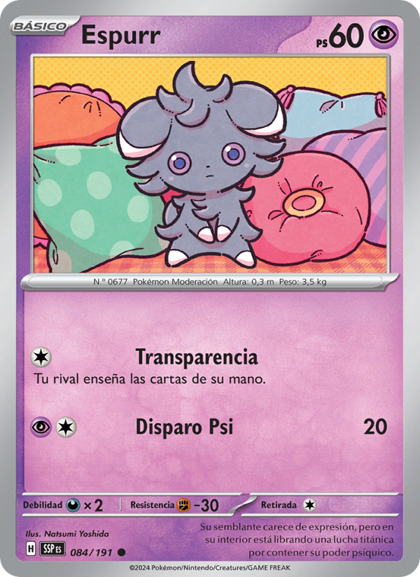 Espurr 084 — Surging Sparks (Spanish Pokémon TCG card)