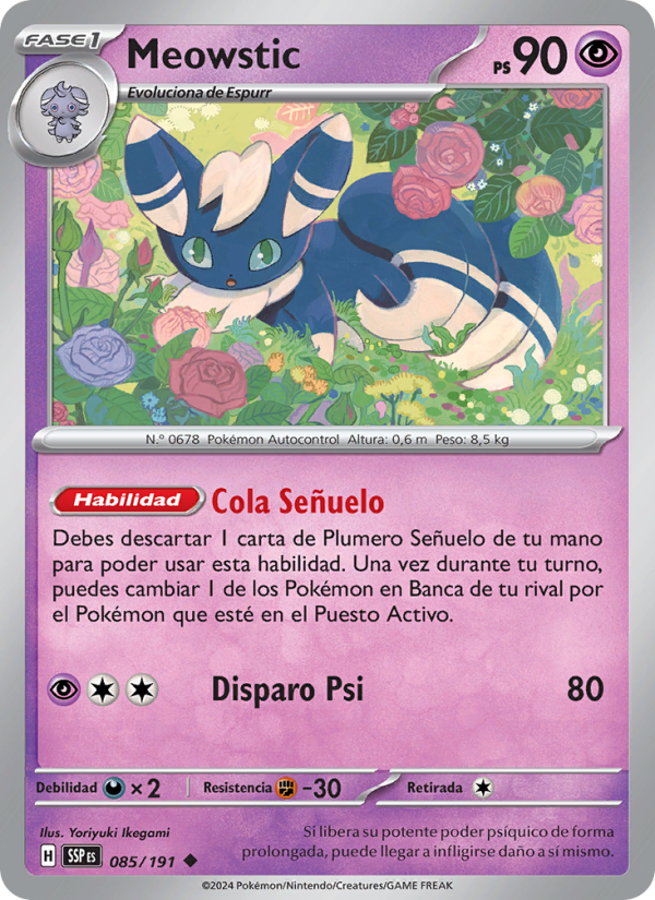 Meowstic 085 — Surging Sparks (Spanish Pokémon TCG card)