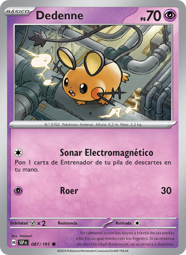 Dedenne 087 — Surging Sparks (Spanish Pokémon TCG card)