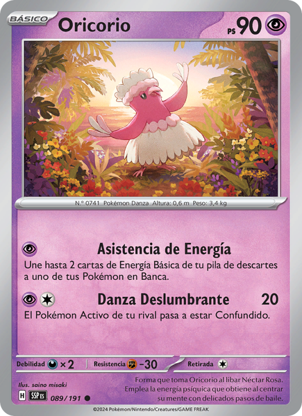 Oricorio 089 — Surging Sparks (Spanish Pokémon TCG card)