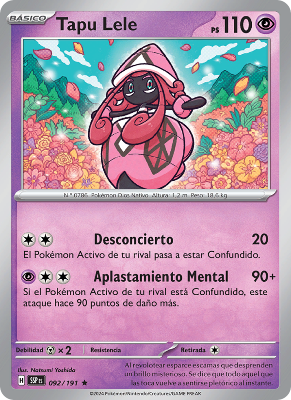 Tapu Lele 092 — Surging Sparks (Spanish Pokémon TCG card)