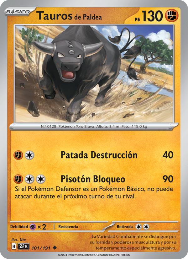 Tauros de Paldea 101 — Surging Sparks (Spanish Pokémon TCG card)
