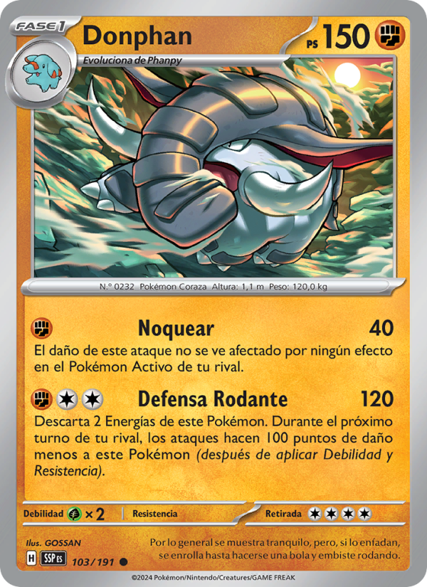 Donphan 103 — Surging Sparks (Spanish Pokémon TCG card)