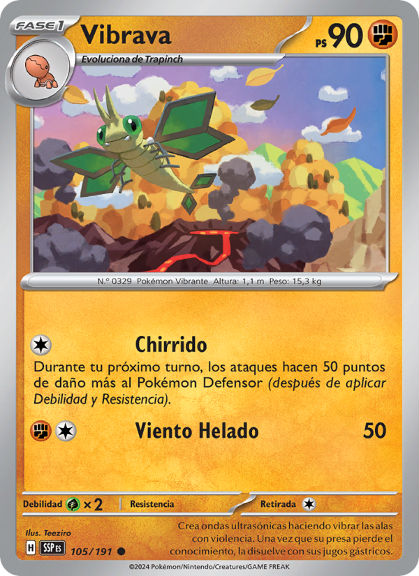 Vibrava 105 — Surging Sparks (Spanish Pokémon TCG card)