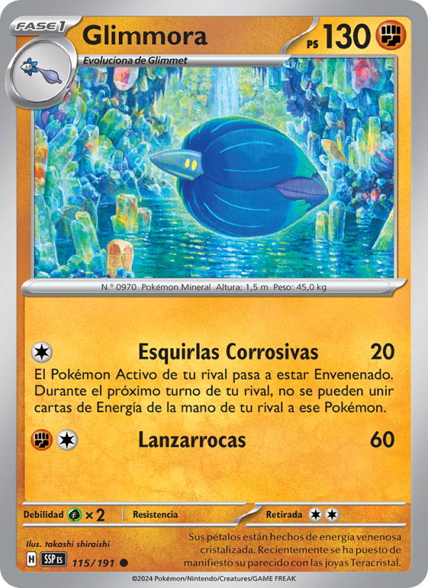 Glimmora 115 — Surging Sparks (Spanish Pokémon TCG card)