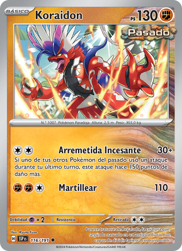 Koraidon 116 — Surging Sparks (Spanish Pokémon TCG card)