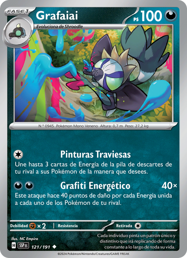 Grafaiai 121 — Surging Sparks (Spanish Pokémon TCG card)