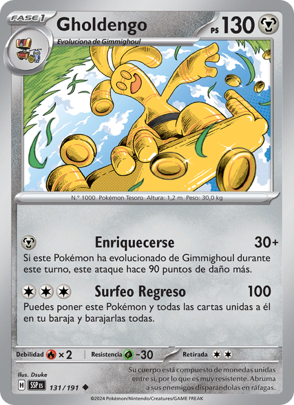 Gholdengo 131 — Surging Sparks (Spanish Pokémon TCG card)