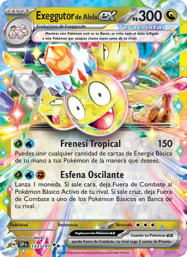 Exeggutor de Alola ex 133 — Surging Sparks (Spanish Pokémon TCG card)