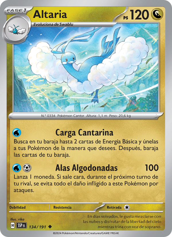 Altaria 134 — Surging Sparks (Spanish Pokémon TCG card)