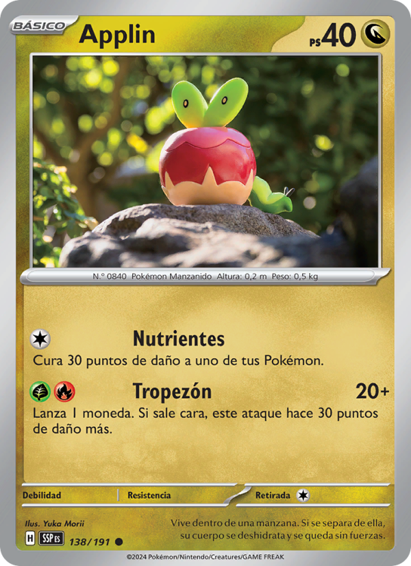 Applin 138 — Surging Sparks (Spanish Pokémon TCG card)