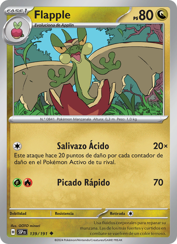 Flapple 139 — Surging Sparks (Spanish Pokémon TCG card)