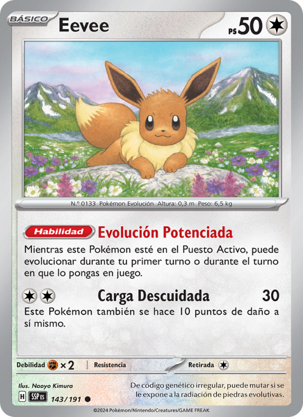 Eevee 143 — Surging Sparks (Spanish Pokémon TCG card)