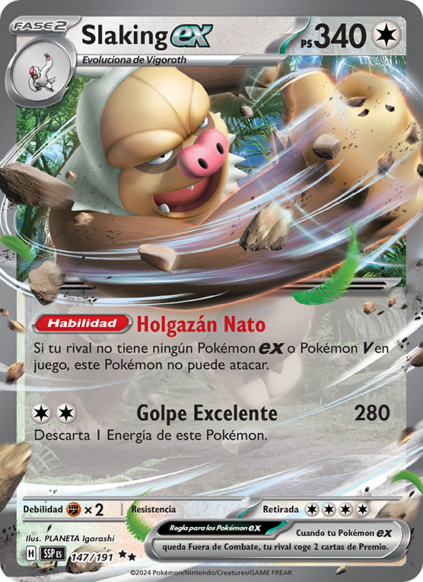 Slaking ex 147 — Surging Sparks (Spanish Pokémon TCG card)