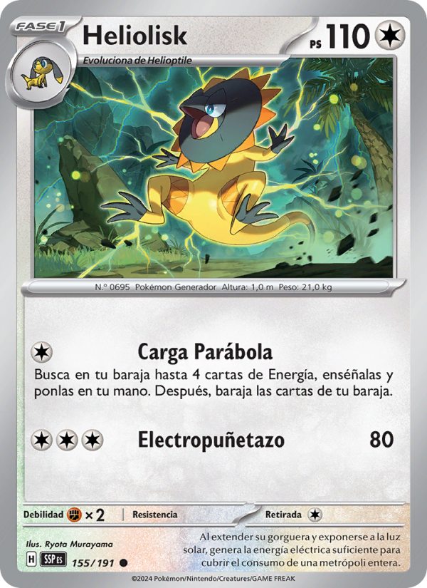 Heliolisk 155 — Surging Sparks (Spanish Pokémon TCG card)