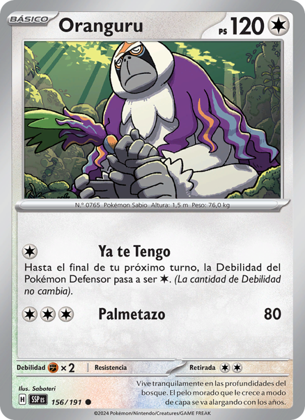 Oranguru 156 — Surging Sparks (Spanish Pokémon TCG card)