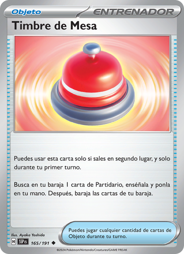 Timbre de Mesa 165 — Surging Sparks (Spanish Pokémon TCG card)