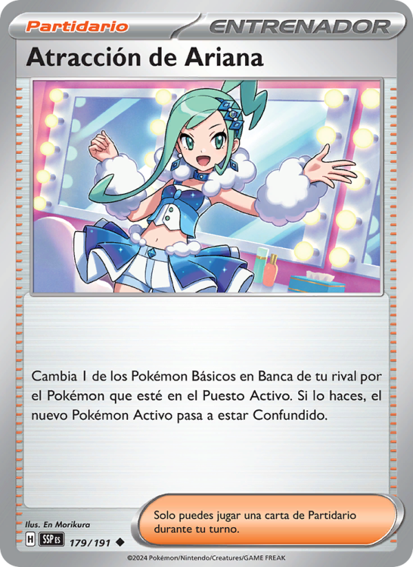 Atracción de Ariana 179 — Surging Sparks (Spanish Pokémon TCG card)