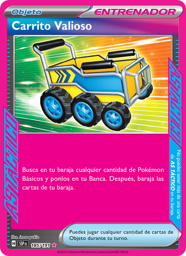 Carrito Valioso 185 — Surging Sparks (Spanish Pokémon TCG card)