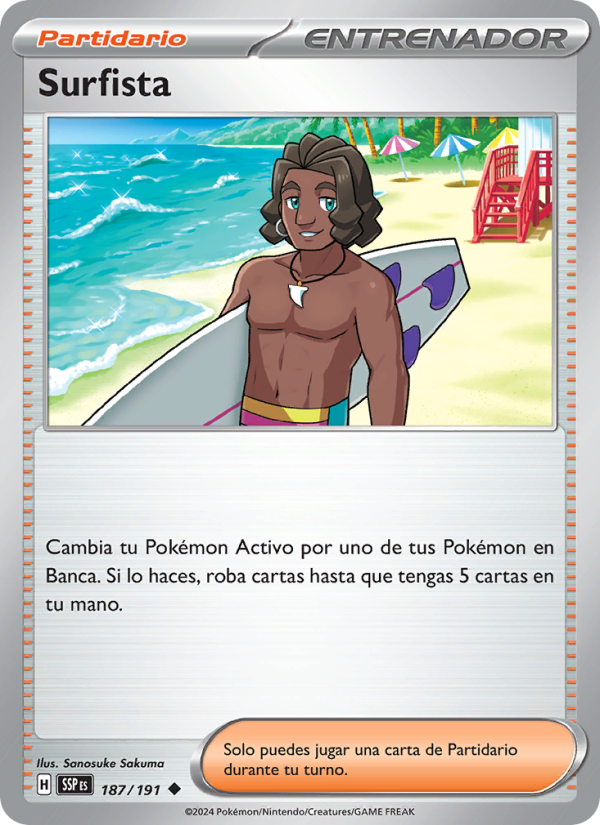 Surfista 187 — Surging Sparks (Spanish Pokémon TCG card)