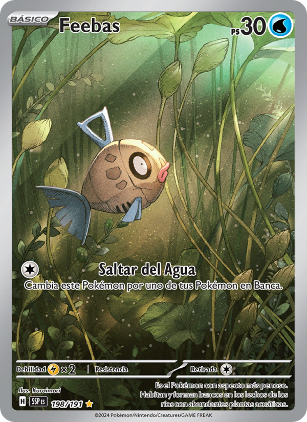 Feebas 198 — Surging Sparks (Spanish Pokémon TCG card)