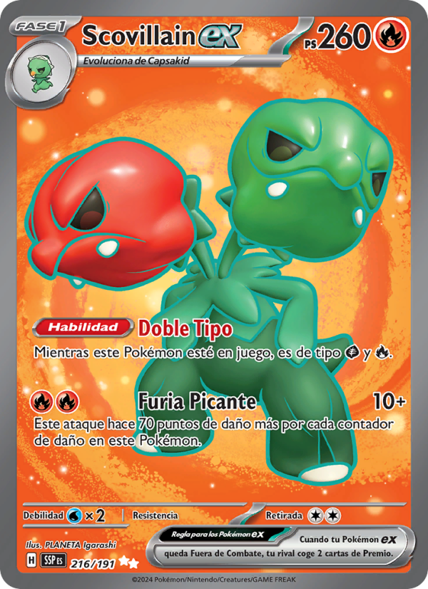 Scovillain ex 216 — Surging Sparks (Spanish Pokémon TCG card)