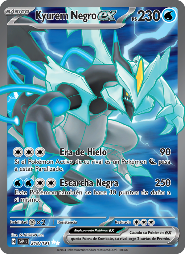Kyurem Negro ex 218 — Surging Sparks (Spanish Pokémon TCG card)