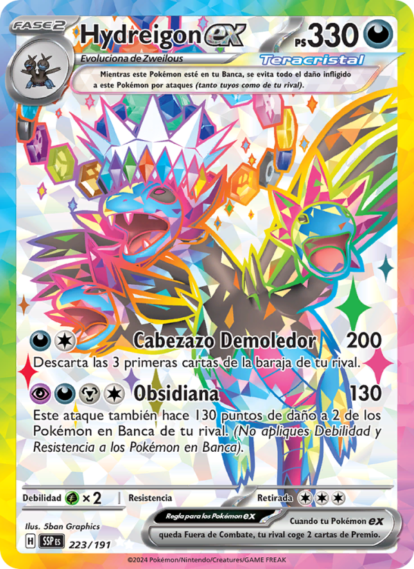 Hydreigon ex 223 — Surging Sparks (Spanish Pokémon TCG card)
