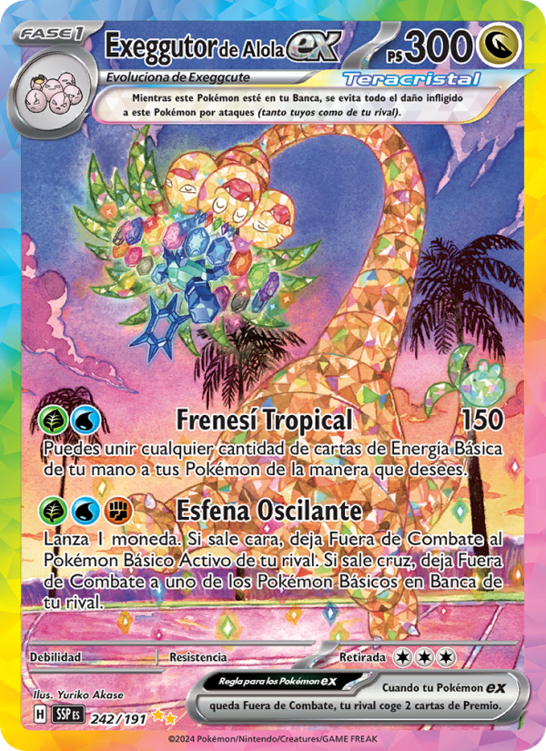Exeggutor de Alola ex 242 — Surging Sparks (Spanish Pokémon TCG card)