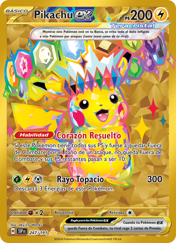 Pikachu ex 247 — Surging Sparks (Spanish Pokémon TCG card)