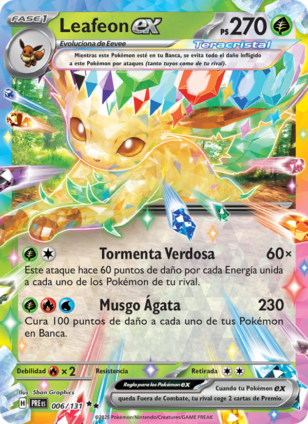 Leafeon ex 006 — Prismatische Entwicklungen (Spanish Pokémon TCG card)