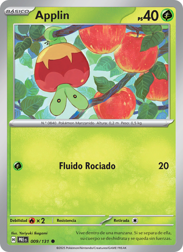 Applin 009 — Prismatische Entwicklungen (Spanish Pokémon TCG card)