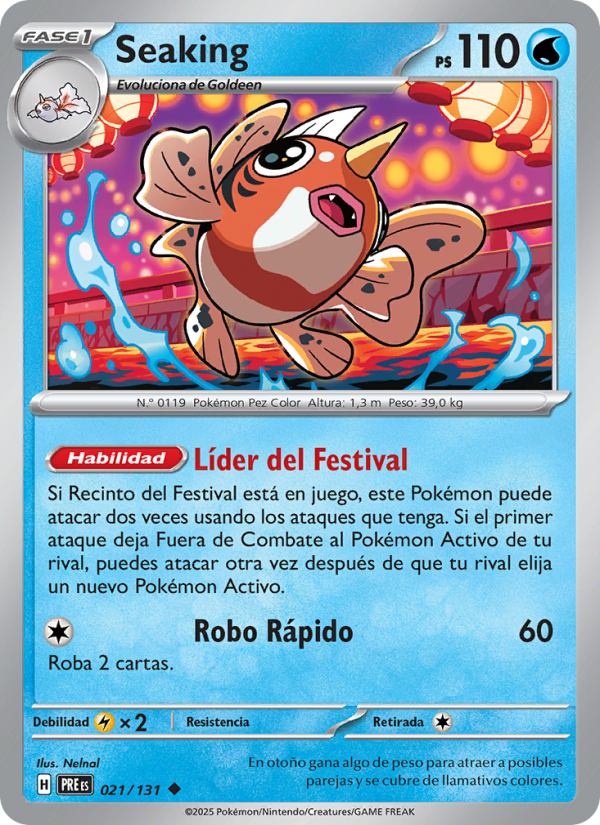 Seaking 021 — Prismatische Entwicklungen (Spanish Pokémon TCG card)